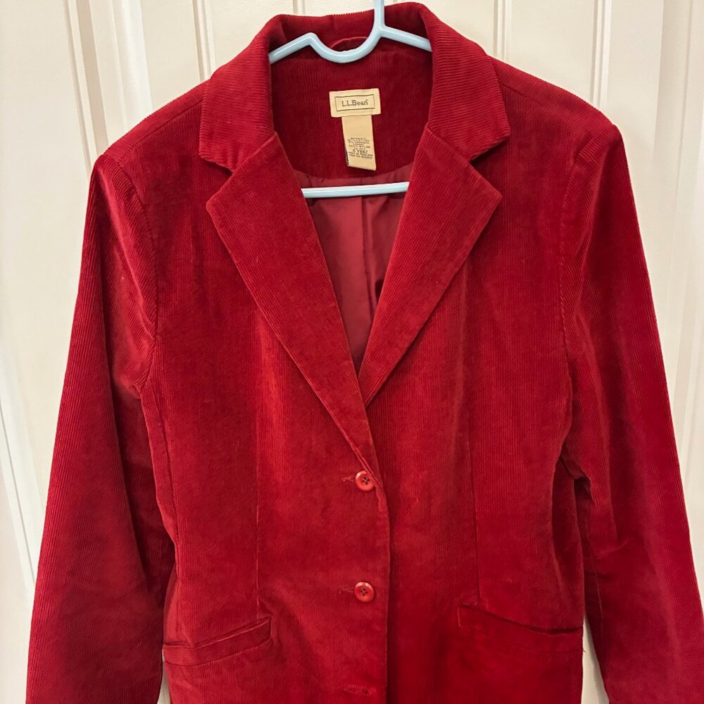 L.L. BEAN Red Ribbed Soft Corduroy Blazer